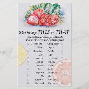 Strawberry Birthday this or that game