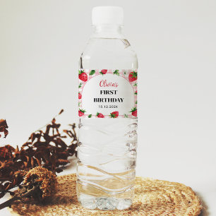 Strawberry Birthday Water Bottle Label Berry Sweet