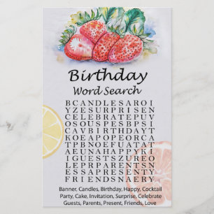 Strawberry Birthday Word Scramble Game
