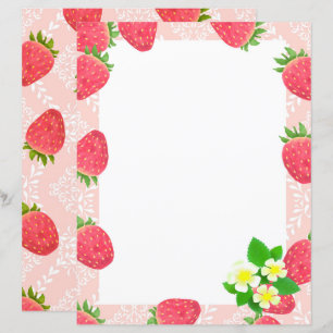 Strawberry Blank Peach Stationery Paper
