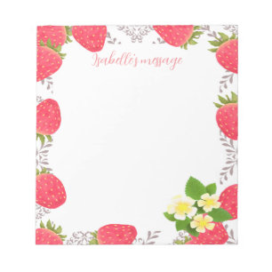 Strawberry Blank White Notepad