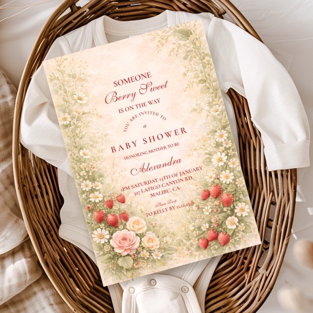 Strawberry Blossom Baby Shower Invitation (Creator Uploaded)