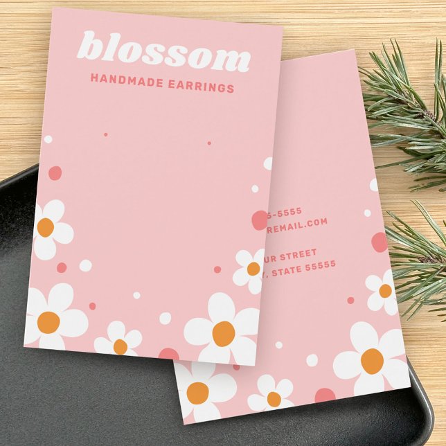 Strawberry blossom retro font pink earring card (Creator Uploaded)