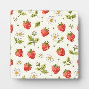 Strawberry Blossom Summer Pattern Plaque