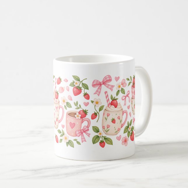 Strawberry Blossom Tea Party Coffee Mug (Front Right)