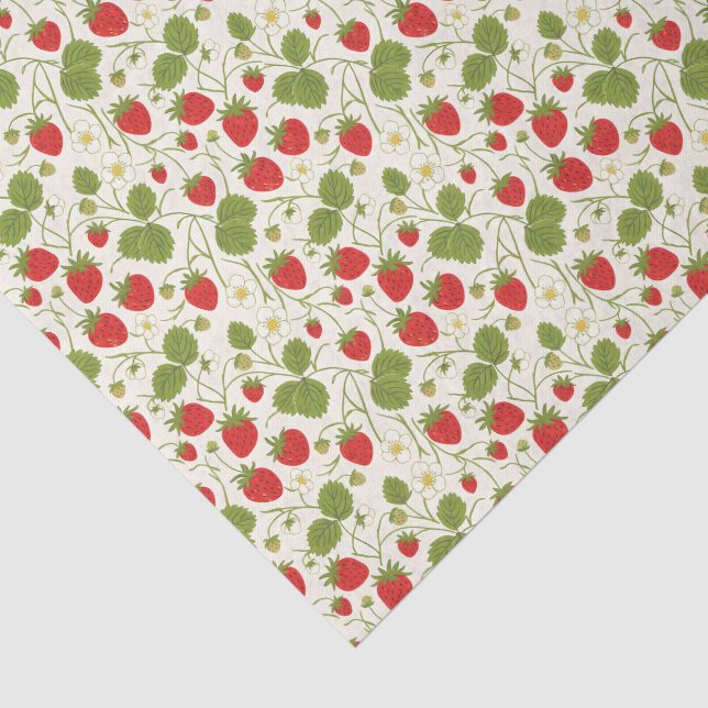 Strawberry Blossoms and Berries Pattern Tissue Paper (Detail)