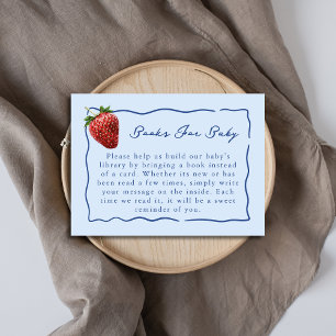 Strawberry Blue Baby Shower Books For Baby Library Enclosure Card