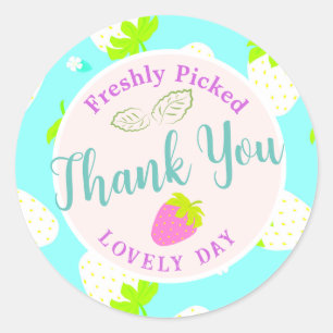 Strawberry Blue Classic Round Sticker