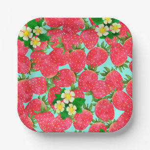 Strawberry Blue Paper Plate