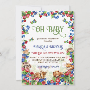 Strawberry Blueberry and Animals Baby Shower Invitation