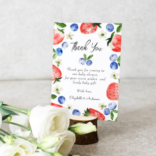 Strawberry Blueberry Baby Shower Thank You Card