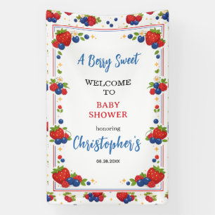 Strawberry Blueberry Berry Sweet Baby Shower Banner