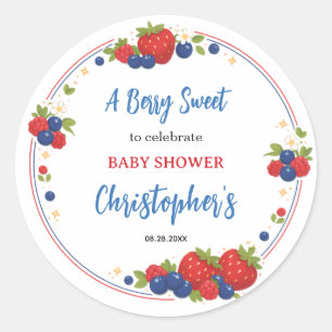 Strawberry Blueberry Berry Sweet Baby Shower Classic Round Sticker