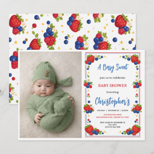 Strawberry Blueberry Berry Sweet Baby Shower Invitation