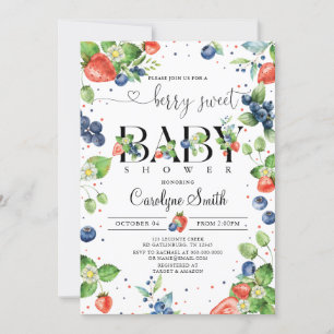 Strawberry Blueberry Berry Sweet Baby Shower Invitation