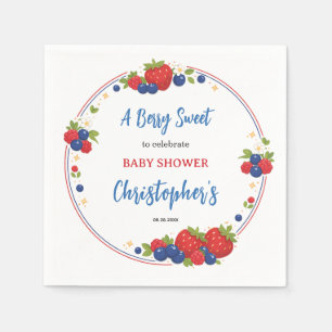 Strawberry Blueberry Berry Sweet Baby Shower Napkin
