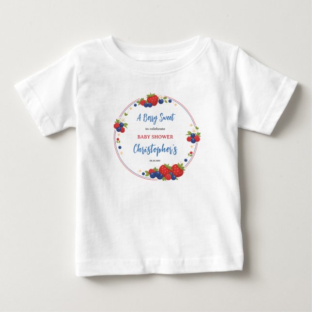 Strawberry Blueberry Berry Sweet Baby Shower T-Shirt (Front)