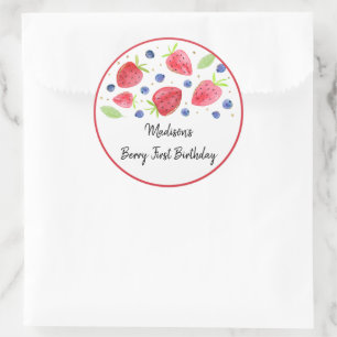 Strawberry Blueberry Berry Sweet Birthday Classic Round Sticker