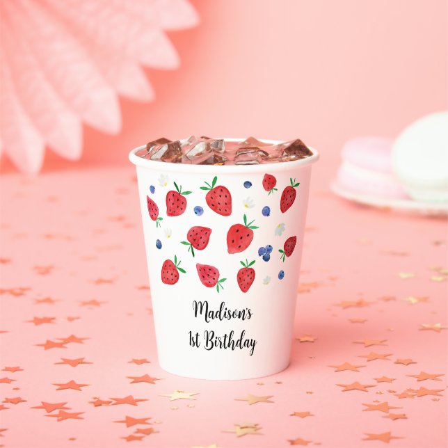 Strawberry Blueberry Berry Sweet Birthday Paper Cups (Insitu)