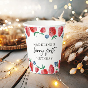 Strawberry Blueberry Berry Sweet Girl Birthday Paper Cups