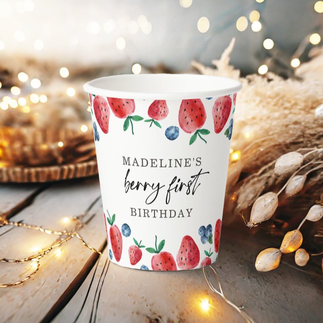Strawberry Blueberry Berry Sweet Girl Birthday Paper Cups (Creator Uploaded)