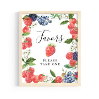 Strawberry Blueberry Favors - Please Take One Sign