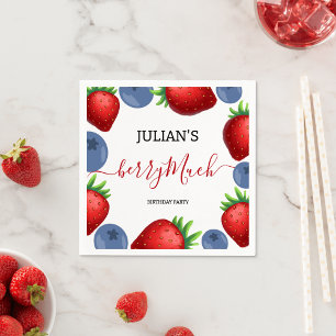 Strawberry & Blueberry Girl Birthday Party Napkin