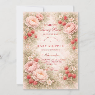 Strawberry Blush Floral Baby Shower Invitation
