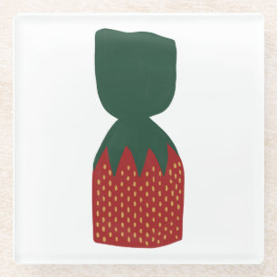 Strawberry Bon Bons Candies Glass Coaster