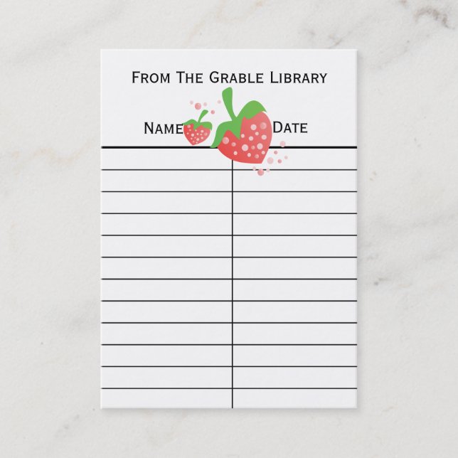 Strawberry Book Return Cards (Front)