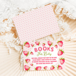 Strawberry Books for Baby Girl Baby Shower Enclosure Card