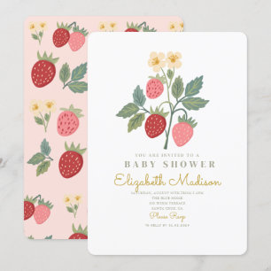 Strawberry Bouquet Blossom Baby Shower  Invitation