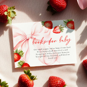 Strawberry Bow Baby Shower Books for Baby Enclosure Card