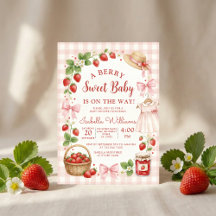 Strawberry bow baby shower First Berry Sweet