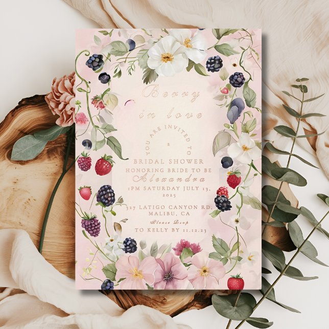 Strawberry Bow Bridal Shower Invitation (Creator Uploaded)