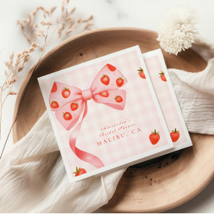 Strawberry Bow Bridal Shower Napkin