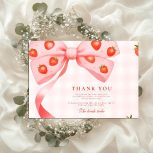 Strawberry Bow Bridal Shower Thank You Card
