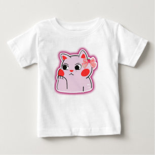 Strawberry Bow Pink Kitty – Cute Cartoon Design fo Baby T-Shirt