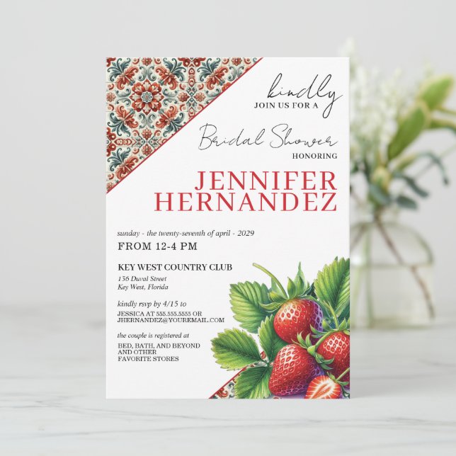 Strawberry Bridal Shower Invitation (Standing Front)