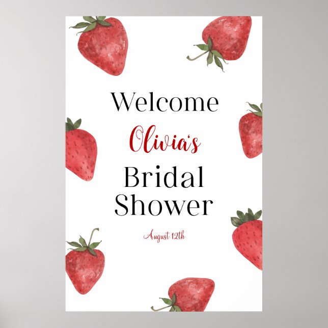 Strawberry Bridal Shower Welcome Poster (Front)