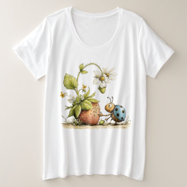 Strawberry Bugs Plus Size T-Shirt (Design Front)