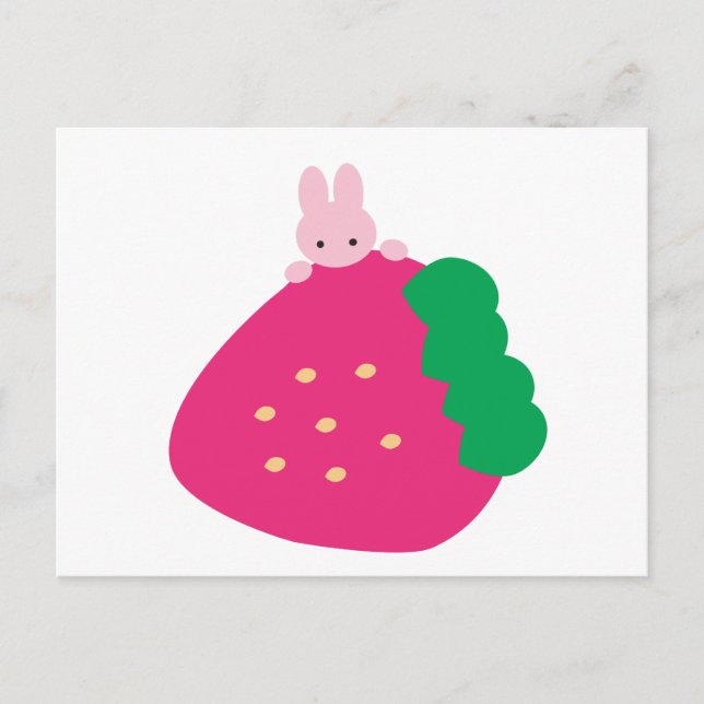 Strawberry Bunny Postcard (Front)