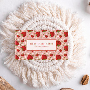 Strawberry Business Card Customisable Cute
