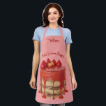 Strawberry Cake custom name & text apron<br><div class="desc">You can customise the background colour to be any colour you wish.
See my store for more food items.</div>