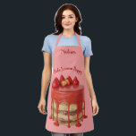 Strawberry Cake custom name & text apron<br><div class="desc">You can customise the background colour to be any colour you wish.
See my store for more food items.</div>
