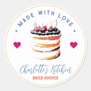 Strawberry Cake Made With Love Kitchen Bakery Classic Round Sticker