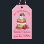 Strawberry Cake Shortcake Bridal Shower Birthday Gift Tags<br><div class="desc">Design features an original marker illustration of a classic strawberry short cake dessert. A popular summertime treat in both the US and the UK, this dish features a sweet shortcake biscuit topped with juicy strawberries and whipped cream, with a whole strawberry and fresh mint leaves on the top. Ideal for...</div>