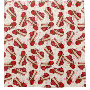 Strawberry Cake Shower Curtain