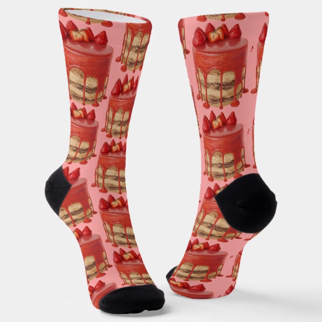 Strawberry Cake Socks (Angled)
