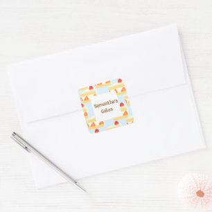 Strawberry Cake  Square Sticker